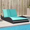 vidaXL Sun Lounger - Black Poly Rattan, Blue Cushions, Adjustable, Garden/Patio Outdoor Chaise daybed, 3-Position backrest, Removable Covers - 2 of 4