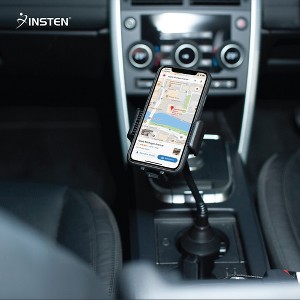 Insten Gooseneck Car Cup Cell Phone Holder Universal Mount Compatible with iPhone 12/12 Pro Max/Mini/SE 2020/11, Samsung Galaxy Android, Black - 1 of 4