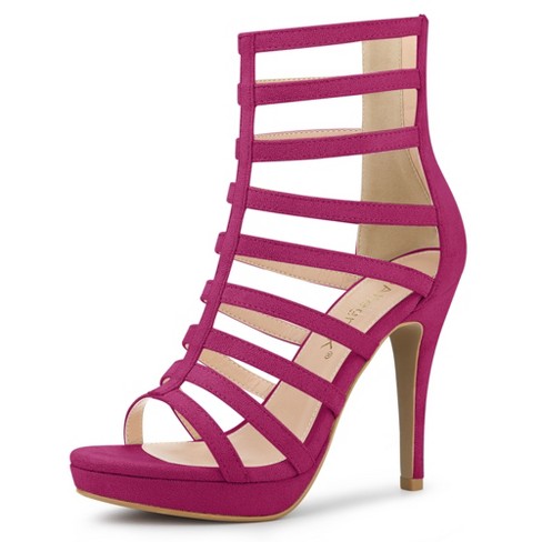 Allegra K Women's Strappy Heel Platform Stiletto Sandals Hot Pink Us 9 :  Target