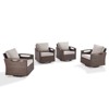 POCASSY Swivel Patio Chairs Swivel Rocker Set of 4, Dark Brown Hand-Brushed Arms 360° Swivel Outdoor Chairs with All Weather Brown Wicker & 4" Cushion - 2 of 4