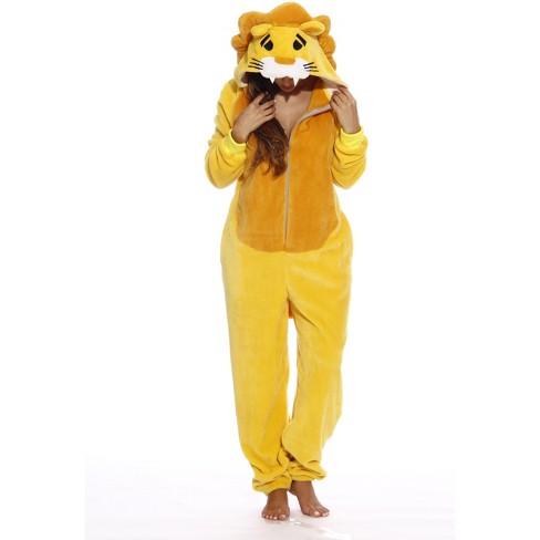 Just Love Womens One Piece Velour Lion Adult Onesie Hooded Pajamas  L6404-XS-Lion