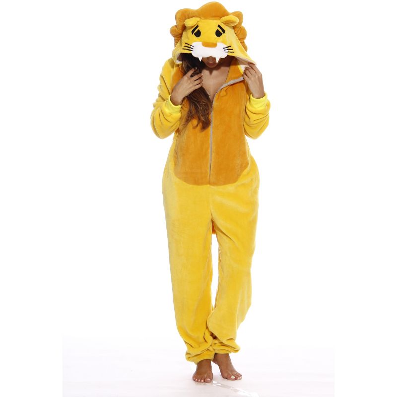 Just Love Womens One Piece Velour Lion Adult Onesie Hooded Pajamas, 1 of 5