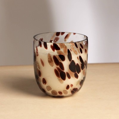 FONTOI Glass Scented Wax Candle with Container, Elegant & Aromatic Candle for Relaxation, Brown, 3.94"*4.13"*3.94"