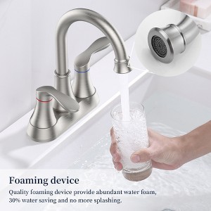 Vynxaria Bathroom Faucet Brushed Nickel with Pop-up Drain & Supply Hoses Two-Handle 360 Degree High Arc Swivel Spout - 1 of 4
