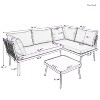 Isabel 3-piece L-Shape All Weather Patio Sectional Sofa Set, Metal Frame Conversation Set, Outdoor Furniture Near Me - Maison Boucle - 4 of 4