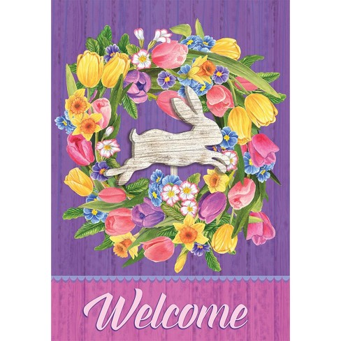 Briarwood Lane Bunny Wreath Easter Garden Flag Welcome Tulips Flo - image 1 of 4