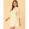 Allegra K Women's Peter Pan Collar Star Heart Printed 3/4 Sleeve Chiffon Dresses - 2 of 4
