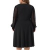 Agnes Orinda Women's Plus Size Swiss Dots Pattern Sleeves V Neck Midi Flowy A-Line Dress - 4 of 4