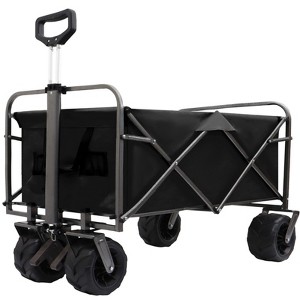 BEAFUP Collapsible Folding Garden Cart Wagon with Drink Holders & All-Terrain Wheels for Sand,Beach,Camping,Pet Owners and Gardening Enthusiasts - 1 of 4