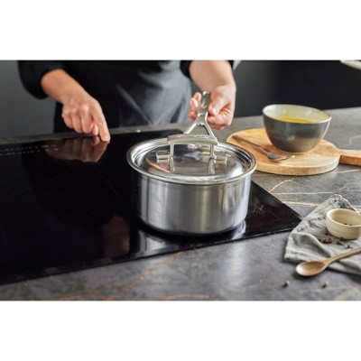 Demeyere 5-Ply 2-Quart Stainless Steel Saucepan with Lid