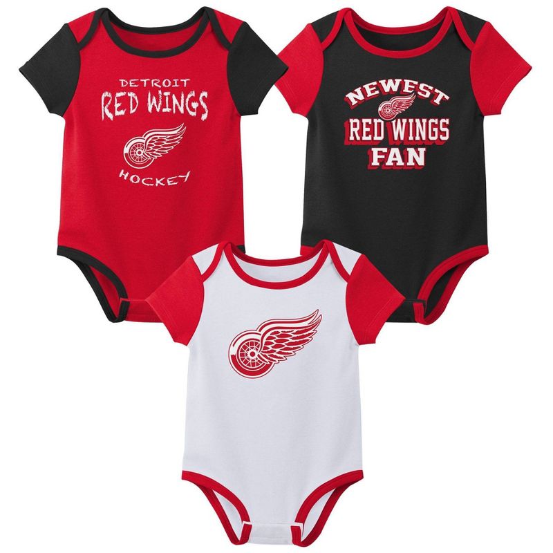 NHL Detroit Red Wings Infant Boys&#39; 3pk Bodysuit, 1 of 5
