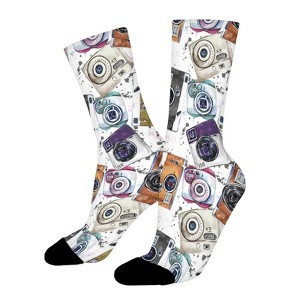 Vintage Photo Cameras Women Printed Crew Socks Funny Funky Socks Soft Polyester Novelty Gifts for Artists Men - 1 of 1