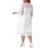 Agnes Orinda Women's Plus Size Wedding Party Lace V-Neck 3/4 Bell Sleeve Midi A-Line Dresses Black - 4 of 4