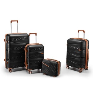 KWPZQEB Luggage Sets 4 Pcs, PP Lightweight Suitcases with Spinner Wheels, 24/28" with Expandable, Hardshell Luggage Sets with TSA Lock (14/20/24/28") - 1 of 4