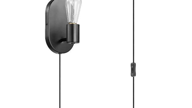 Linus 1-Light Matte Black Plug-In or Hardwire Wall Sconce - Novogratz x Globe, 2 of 9, play video