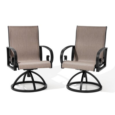 Crestlive Products 2pk Patio Chairs Swivel Outdoor Chairs Patio Dining Chairs Sunbrella Breathable Fabric All Aluminum Frame Rust-Proof