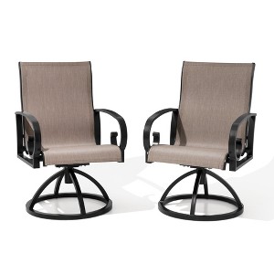 Crestlive Products 2pk Patio Chairs Swivel Outdoor Chairs Patio Dining Chairs Sunbrella Breathable Fabric All Aluminum Frame Rust-Proof - 1 of 4