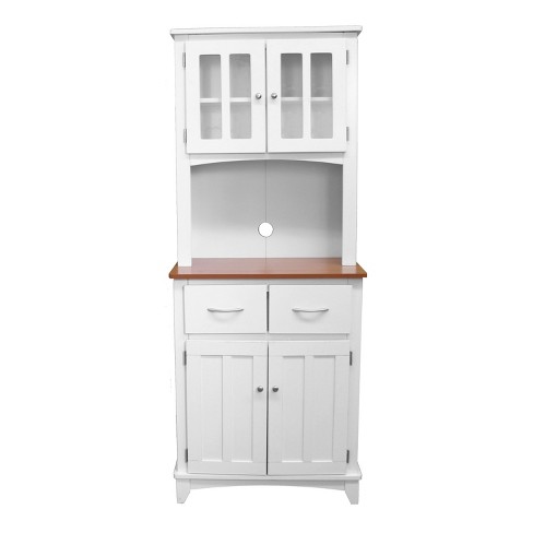 Home Source White Microwave Stand With Top And Bottom Cabinets Target