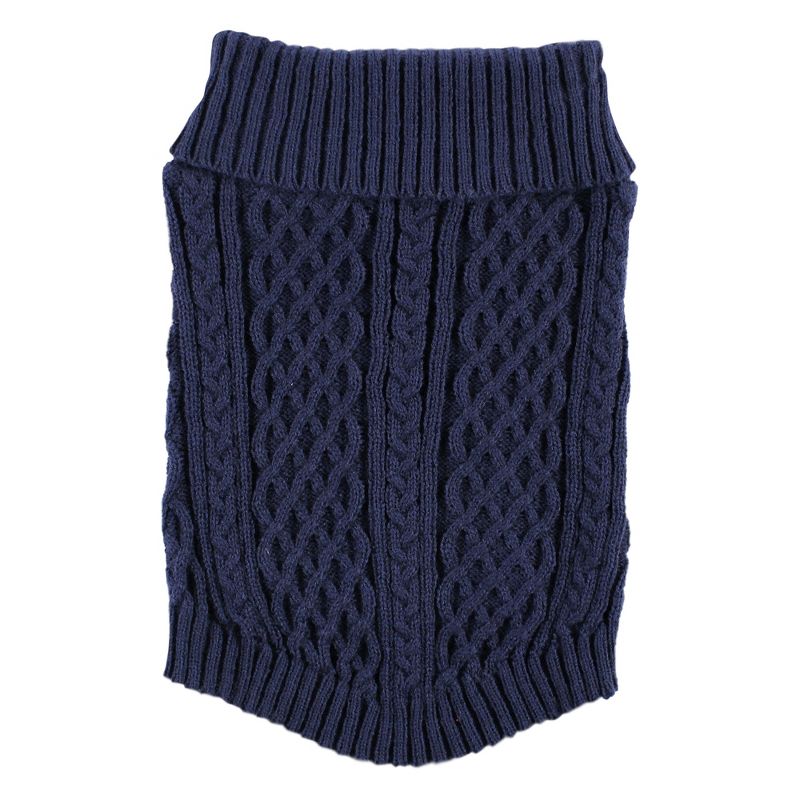 Luvable Friends Dogs and Cats Cableknit Pet Sweater, Navy, 4 of 6