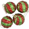 Northlight Glitter Lattice Striped Christmas Glass Ball Ornaments - 3" (80mm) - Red and Green - 4ct - 4 of 4