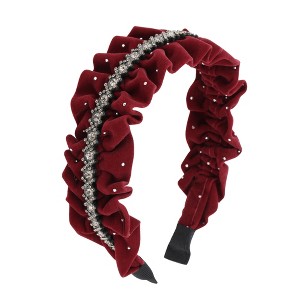 Unique Bargains Women's Velour Rhinestone Hairband 1 Pc - 1 of 4