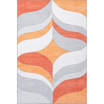 Nuloom Ilana Retro Pet Friendly Machine Washable Kids Area Rug, 3' 3" x 5', Orange