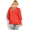 Avenue Women's Plus Size Texture Buttons Top - 30/32, Terracotta - 3 of 4