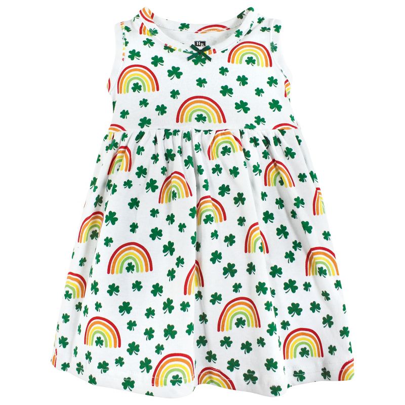 Hudson Baby Infant and Toddler Girl Cotton Dress and Cardigan Set, St Patricks Rainbow, 4 of 6