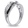 EVERLY JEWELRY | Sterling Silver with Black Rhodium 1/8 CT TW Black and White Diamond Heart Ring - 2 of 4