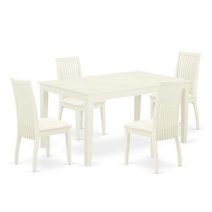 5-Piece Linen White Finish Solid Wood Top - Dining Room Set - Seats-4 - 1 of 4