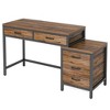 Resenkos Computer Desk, Office Desk, Study Desk,5-Drawer Computer Desk, Study Writing Table with Reversible Drawer Cabinet,Rustic Brown - 2 of 4