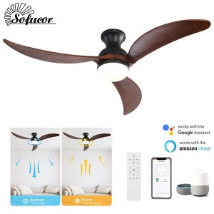 Sofucor 52" Smart Ceiling Fan, Indoor/Outdoor Ceiling Fans with Lights and Remote, Compatible with Alexa/Google/App - 1 of 4