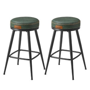 VASAGLE 2-Pack 360° Swivel Bar Stools, Counter Height Bar Stools, Synthetic Leather with Stitching, Mid-Century Modern, Kitchen Home Bar - 1 of 4