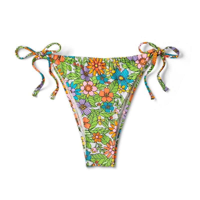 Women's Side-Tie Adjustable Coverage Ultra High Leg Bikini Bottom - Wild Fable™ Floral Print, 4 of 12