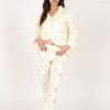 Anna-Kaci Lounge Women's Yellow Floral Print Long Sleeve Pajama Set with Button-Up Top Single Chest Pocket and Relaxed Fit Pants - 4 of 4