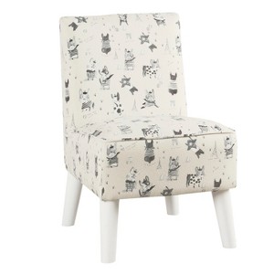 Kids Modern Slipper Chair Stain Resistant French Bulldog Print - HomePop