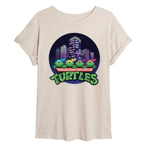 Women's - Teenage Mutant Ninja Turtles - City Scape With Turtles Oversized Graphic T-Shirt - 1 of 4