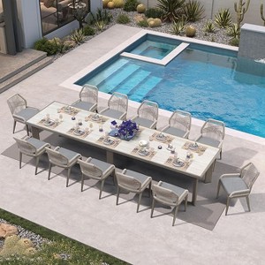 PURPLE LEAF Dining Set Patio Metal Table and Wicker Rattan Chairs for Outside Porch Garden Kitchen Modern Outdoor Furniture Sets - 1 of 4