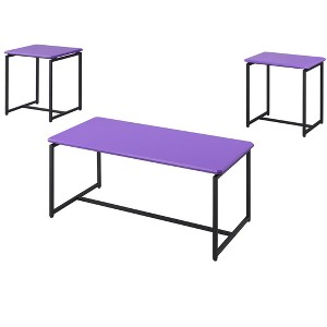 NicBex Modern Rectangle Coffee Table Set of 3 with Beveled Edges and Metal Frame for Living Room - 1 of 4