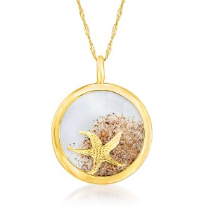 Ross-Simons 14kt Yellow Gold Starfish and Sand Crystal Pendant Necklace Size - 1 of 4