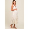 Pinkblush Lavender Ditsy Floral Embroidered V Neck Tiered Maternity Dress - 3 of 4