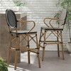 SKRAN Outdoor Wicker and Aluminum 29.5" French Barstools, Set of 2, Navy Blue, Bamboo Print Finish for Garden, Patio, Outdoor - 2 of 4