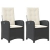 vidaXL Reclining Patio Chairs 2 pcs with Cushions Black Poly Rattan - 2 of 4