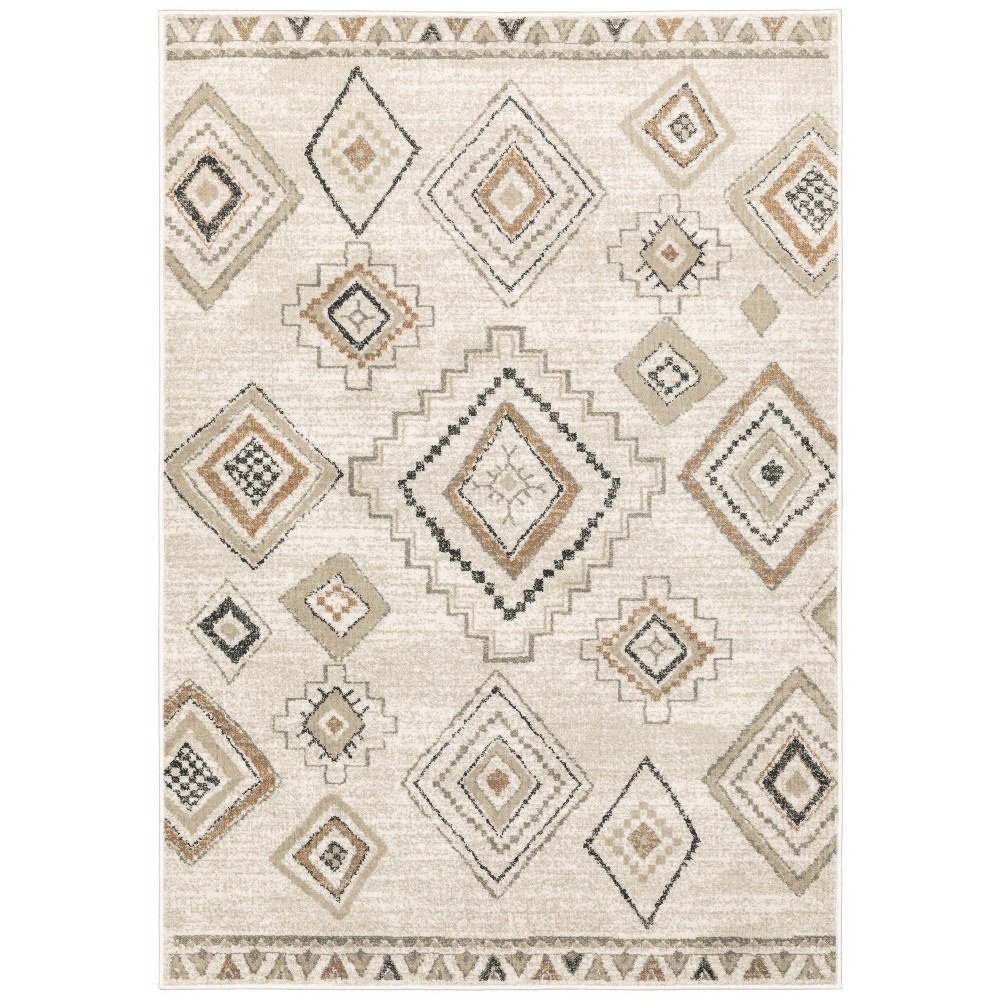 5'3inx7'3in Gabriella Rustic Diamond Rug Ivory/Orange - Captiv8e Designs