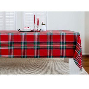 Solino Home Linen Plaid Tablecloth | Madras Holiday Plaid - 1 of 4