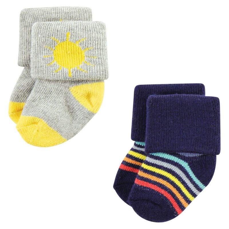 Hudson Baby Infant Boy Cotton Rich Newborn and Terry Socks, Solar System, 4 of 7