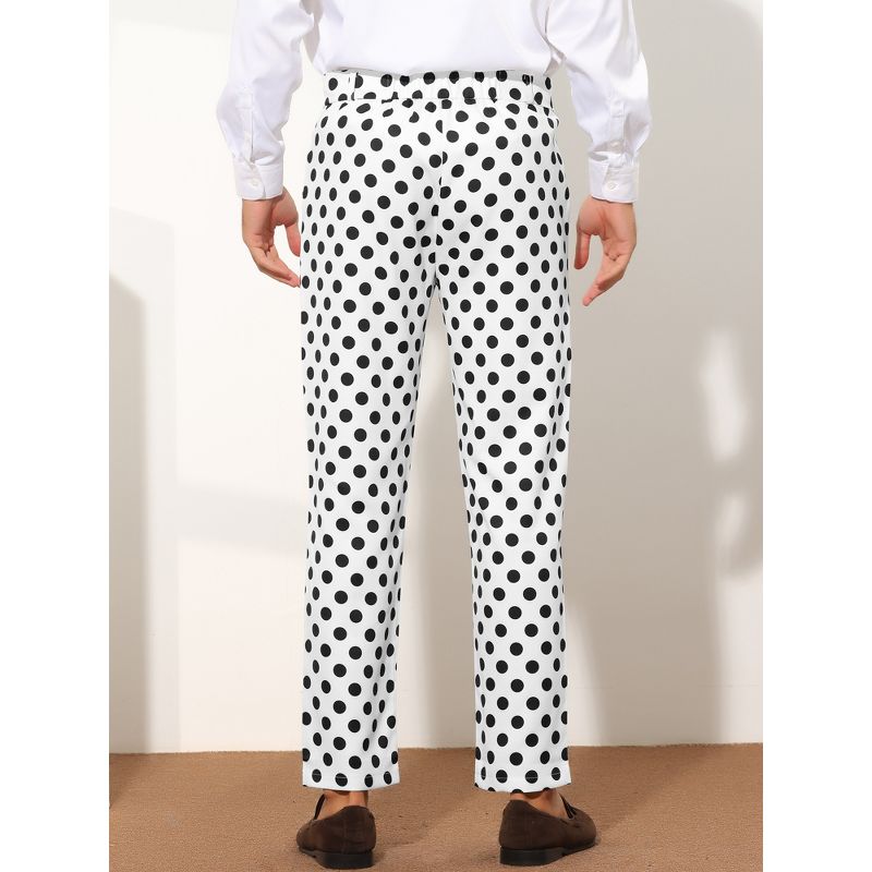 Lars Amadeus Men's Regular Fit Flat Front Polka Dots Printed Pants, 3 of 6