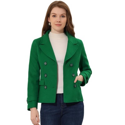 INSPIRE CHIC Women's Notched Lapel Double-Breasted Pea Coat