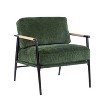 Green 27.56" modern chair with plush cushions, simple metal frame and wooden armrests - 3 of 4