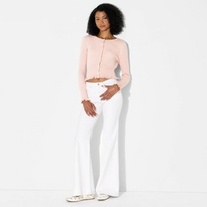 Women's Crewneck Ribbed Cardigan - Wild Fable™ - 1 of 3